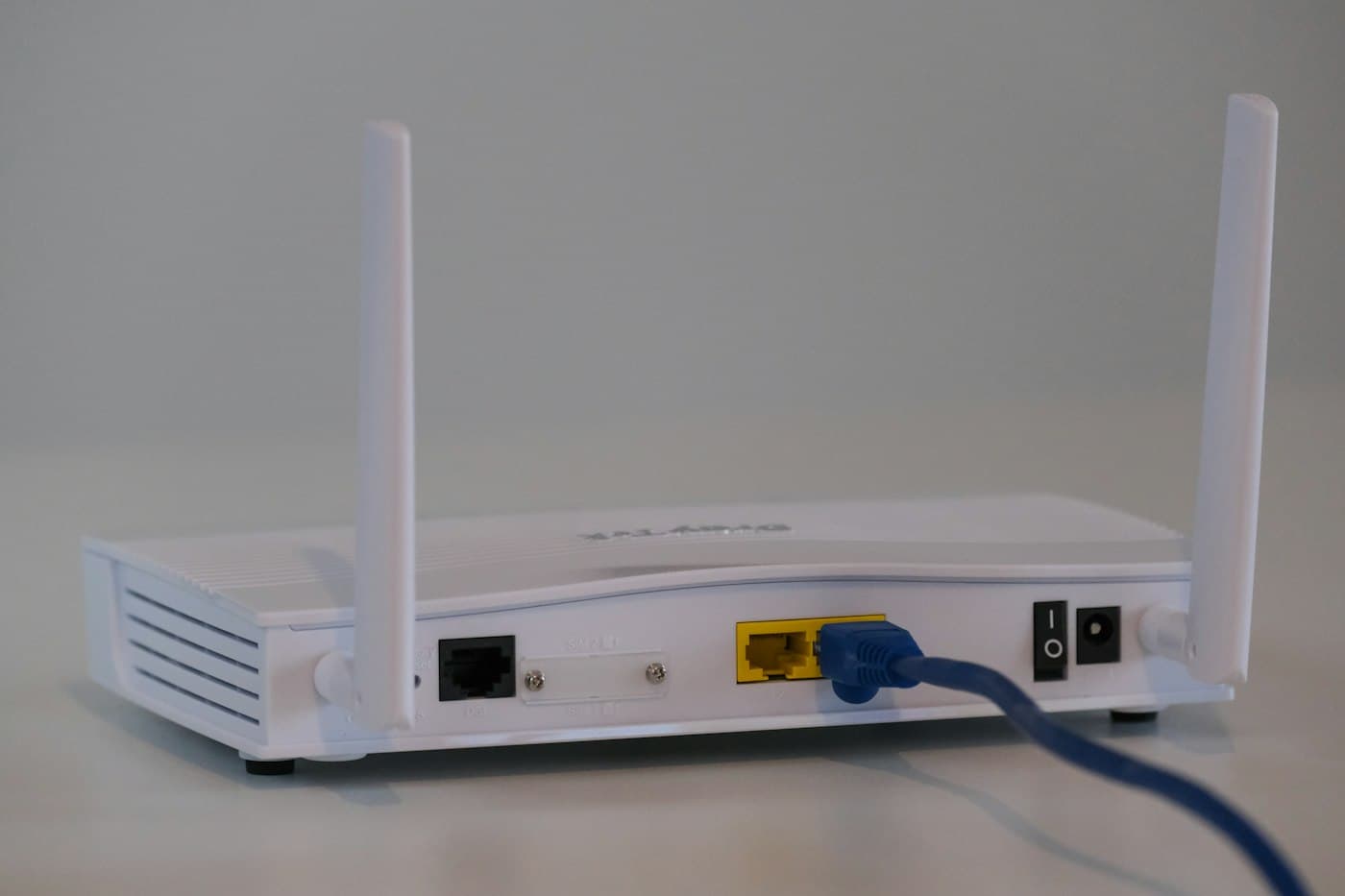 Wi-Fi broadband router with an ethernet cable connected