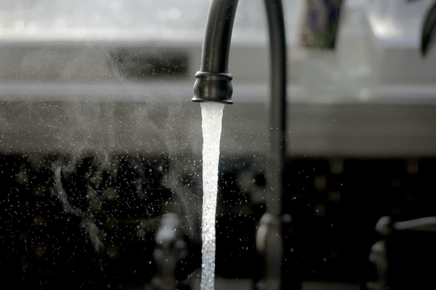 Clean water running from a kitchen tap